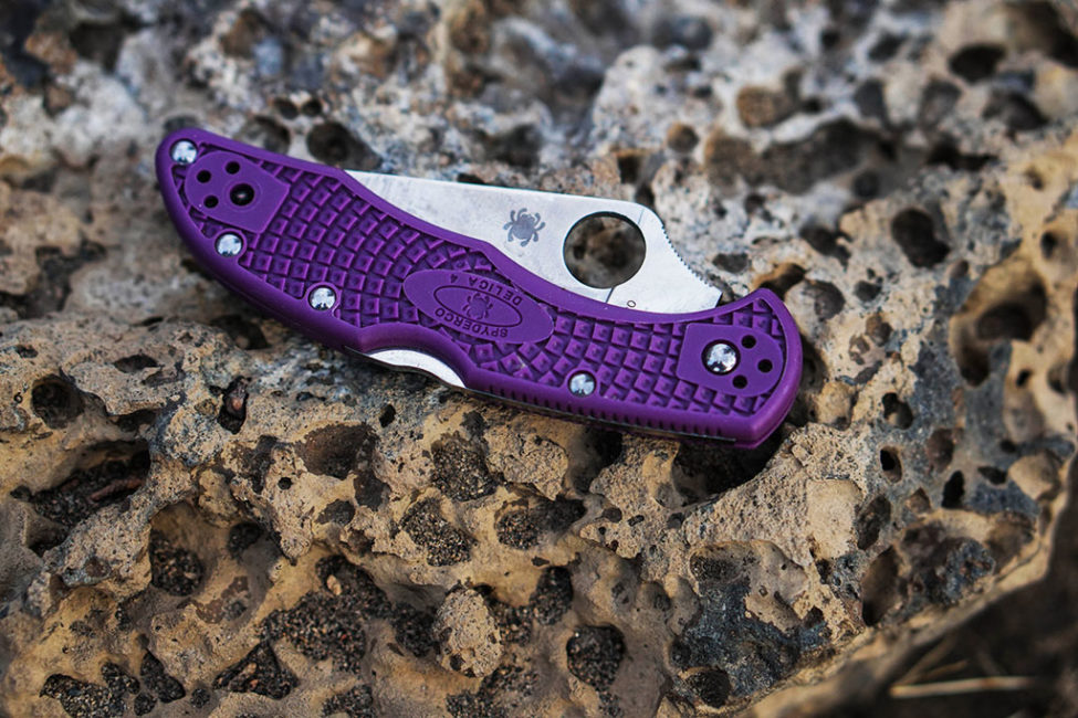 Spyderco Delica on Rock