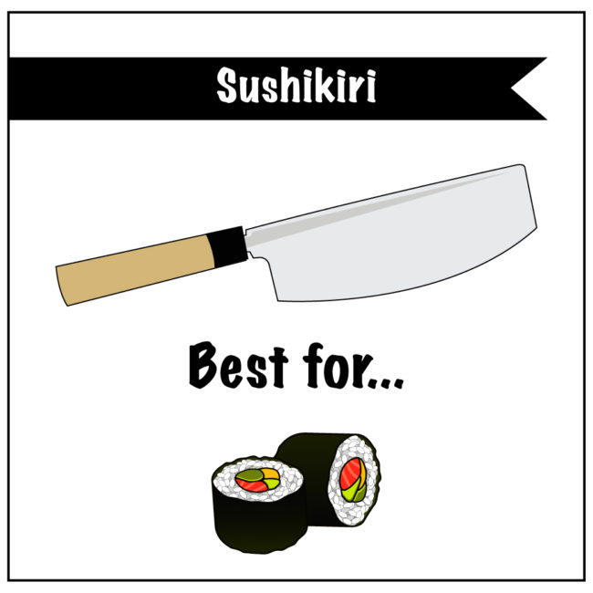 Shushikiri means Sushi Cutter - So if you're looking for the best knife for sushi rolls, here she is.